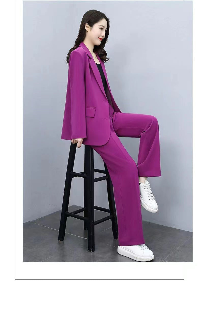 Tailleur pantalon deux pièces pour femme à jambes larges