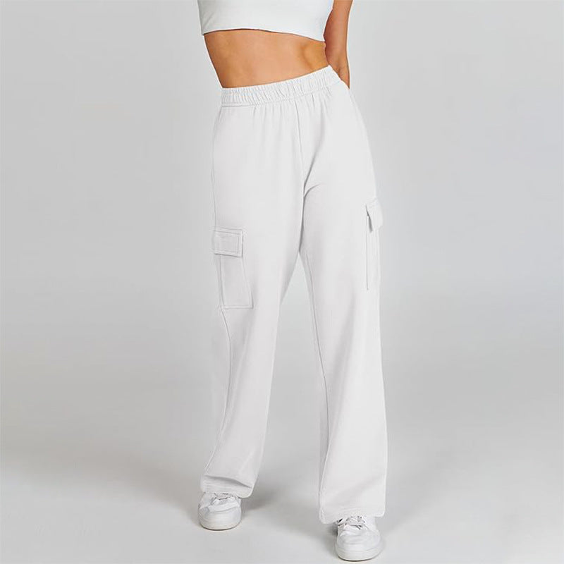 Pantalon de jogging taille haute élastiqué avec poches