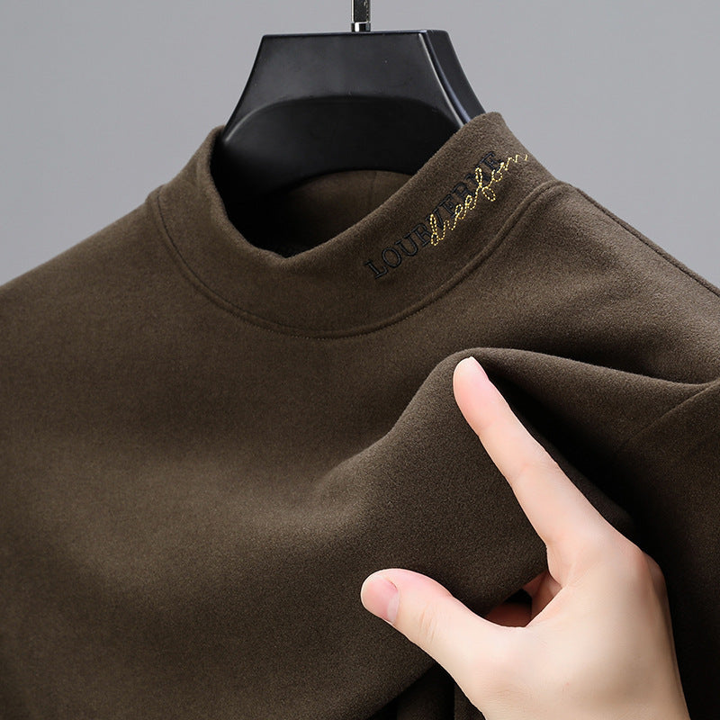 Men's Half-High Collar Long Sleeve Double-Sided Dralon Shirt