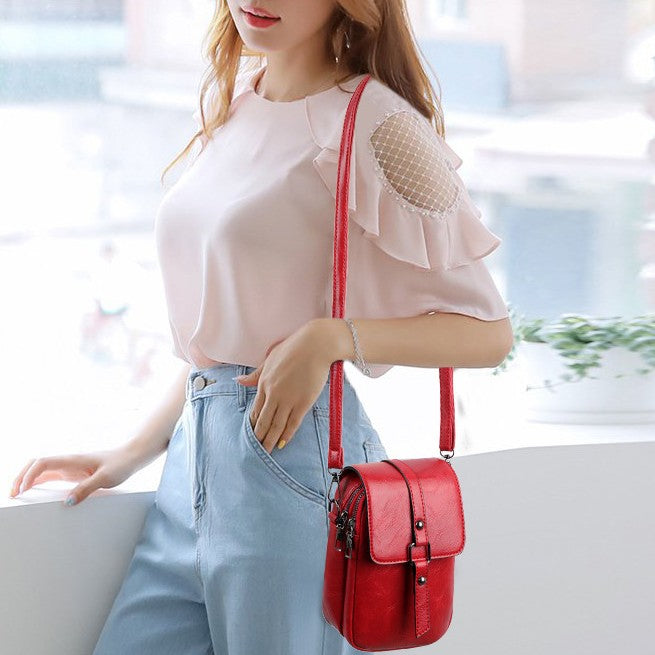 Mini sac bandoulière élégant en PU pour téléphone et porte-monnaie avec doublure en nylon