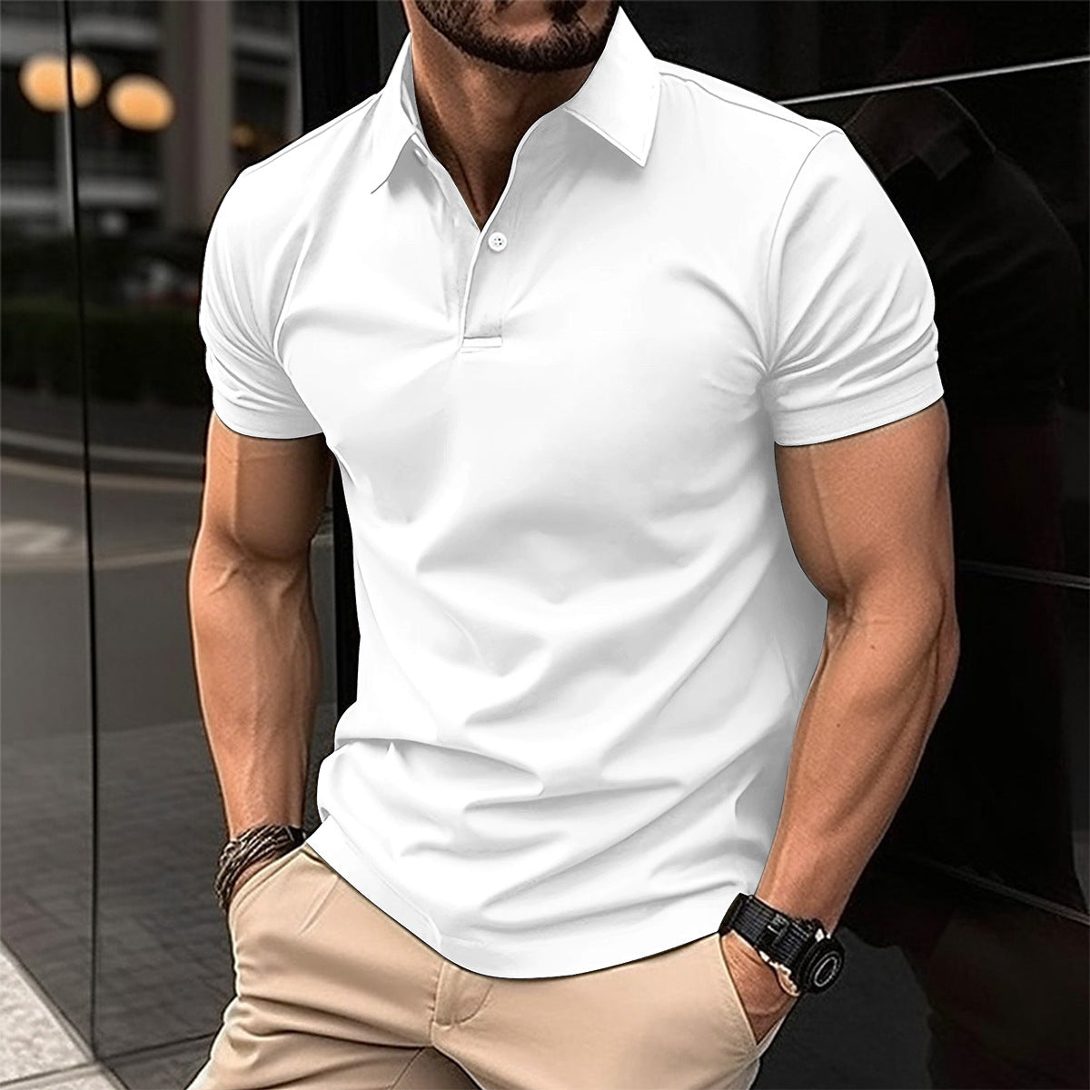 Men's Summer Short Sleeve Cotton Blend Polo Shirt