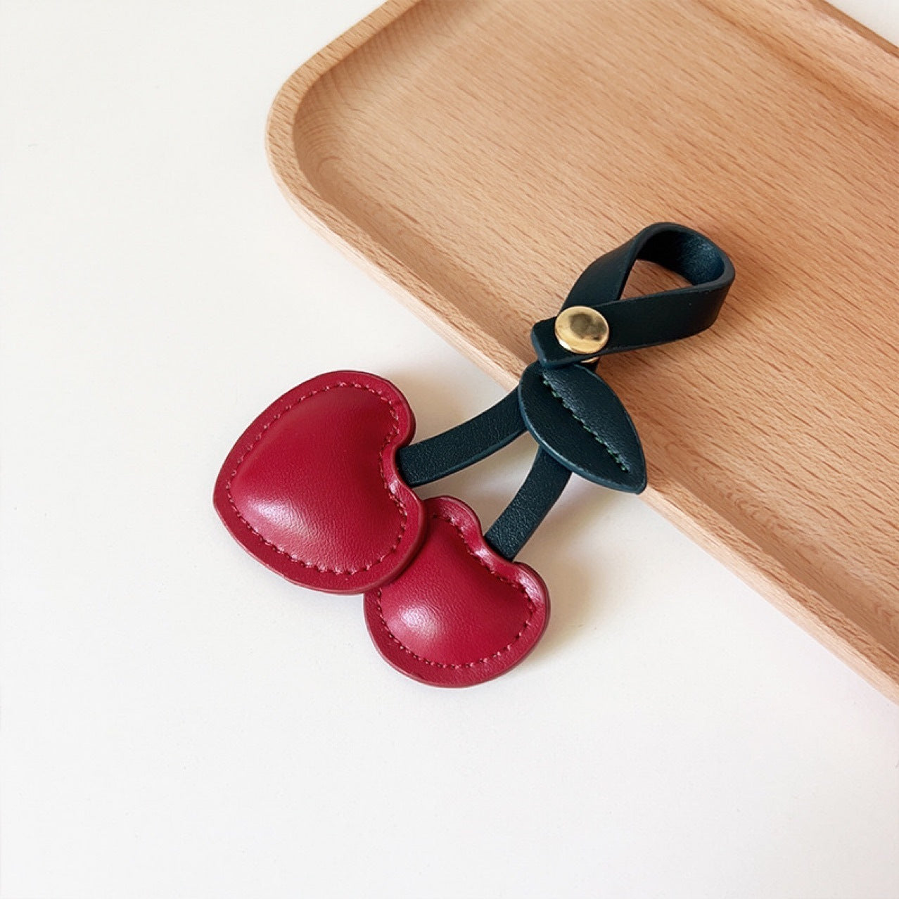 Cute 3D Peach Heart Cherry Leather Handbag Pendant