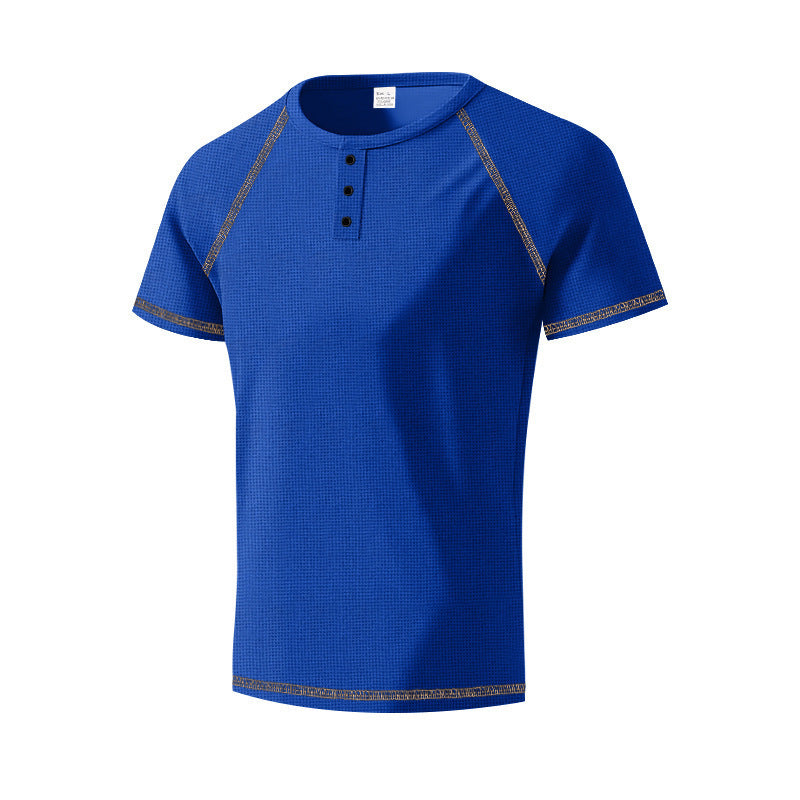 Heavy Contrast Color Raglan Slim Pullover T-Shirt