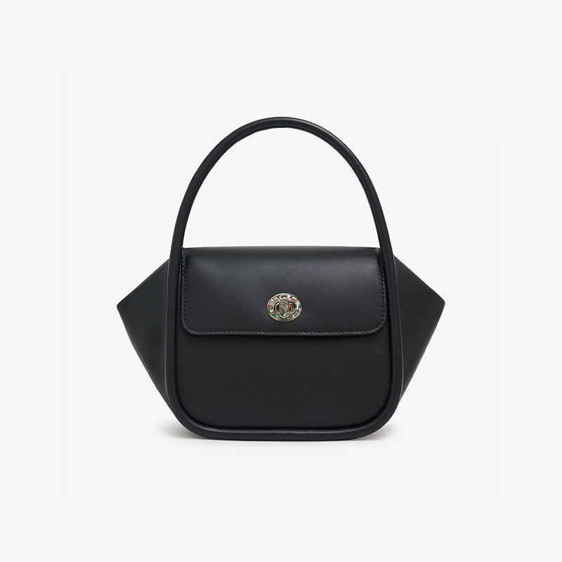 Leather Wing Tote Crossbody Bag with Buckle Closure