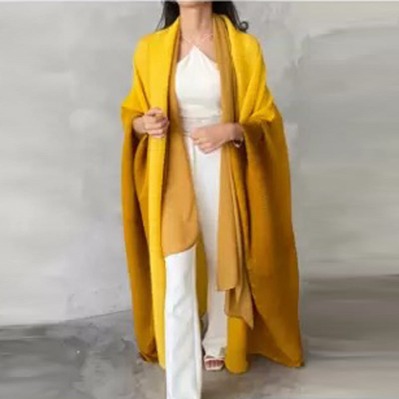 Sanzhai Shoulder Cloak Coat Pleated Loose Plus Size Scarf for Arab Women