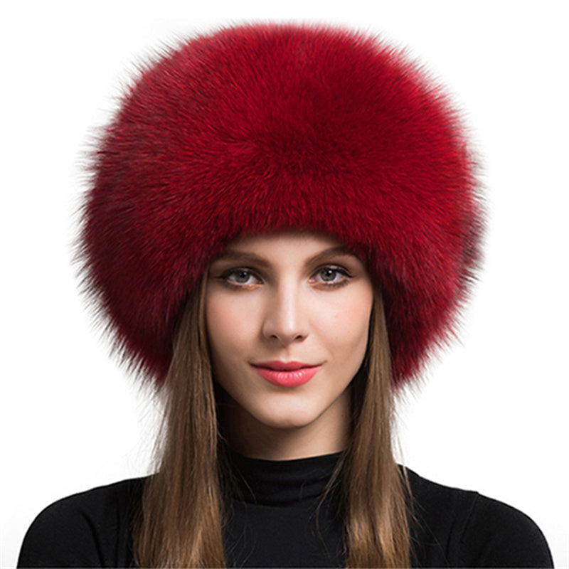 Chapeau dôme en fourrure de renard avec protection pour les oreilles pour femme