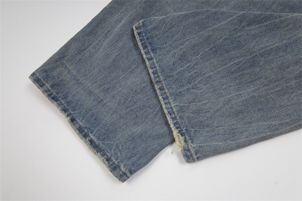 Loose Mid Waist Ripped Denim Jeans for Men and Women