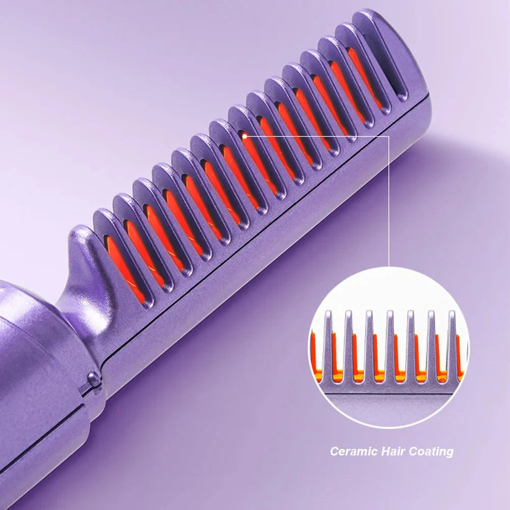 Brosse lissante et bouclante professionnelle sans fil à chauffage rapide et ions négatifs, outil de coiffure