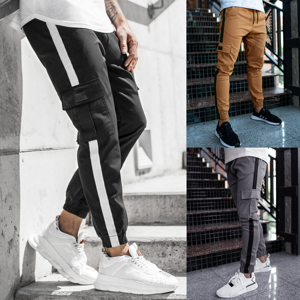 Pantalon décontracté en cuir pour homme avec braguette zippée