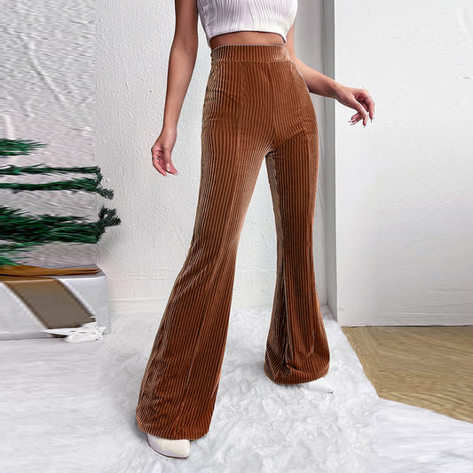 Women’s Corduroy High Waist Wide-Leg Casual Pants