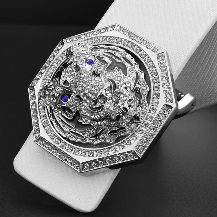 Zodiac Tiger Head Belt Women's Leather Smooth Buckle