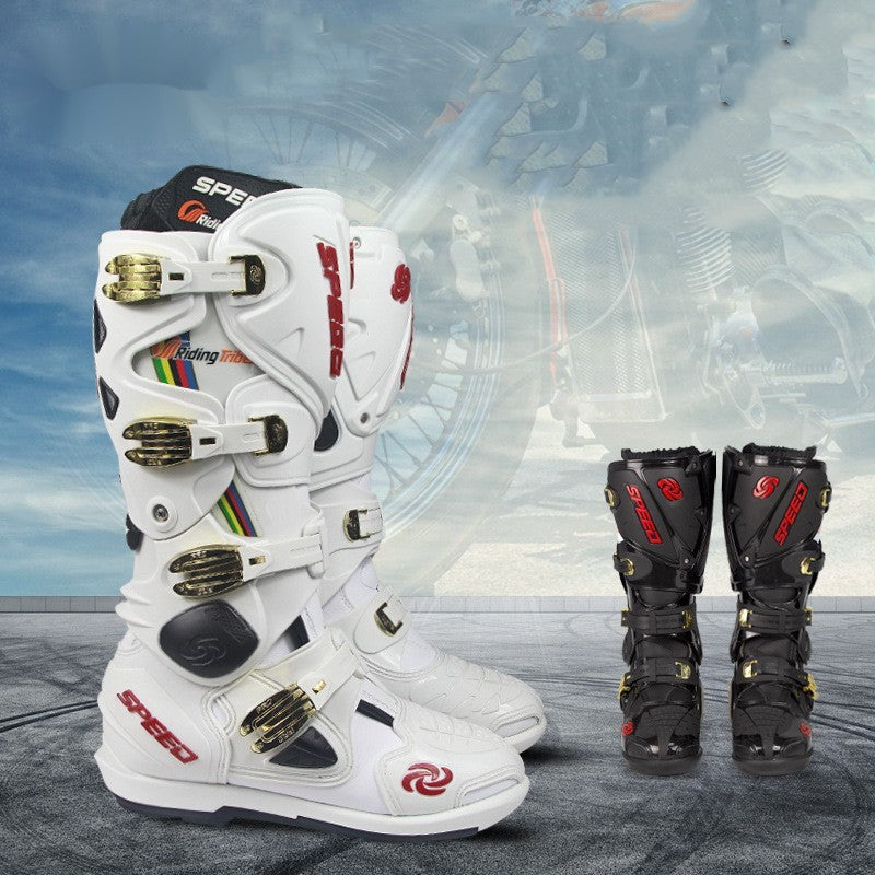 Breathable Anti-Falling Motorcycle Riding Shoes in White & Black, Sizes 40-45