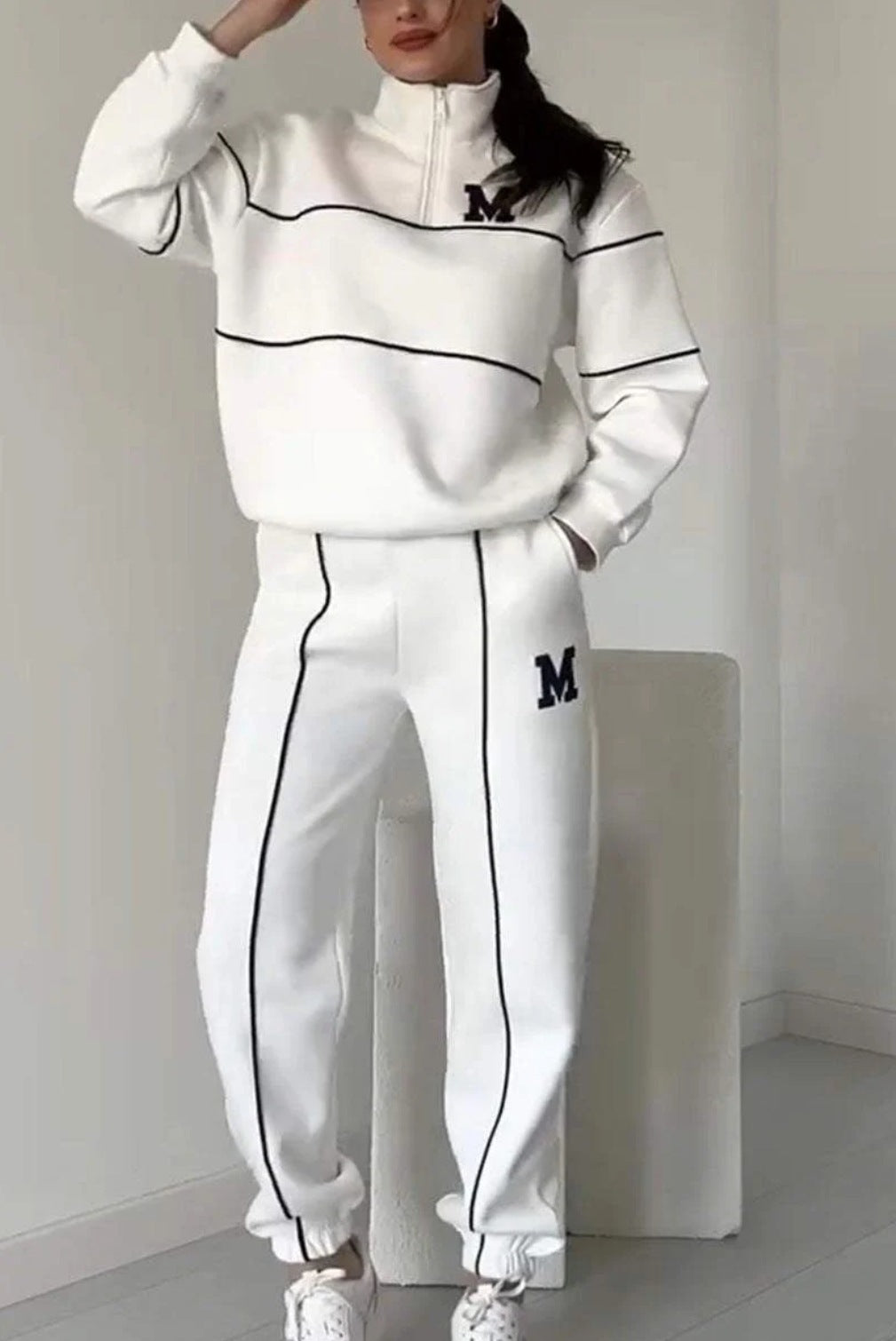 Ensemble survêtement et pantalon de survêtement 2 pièces sans capuche pour femme