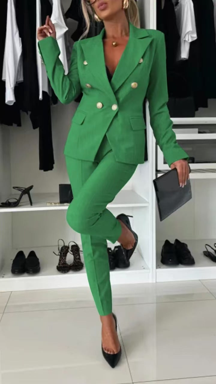 Women's Office Business Set Polyester Coat and Pants