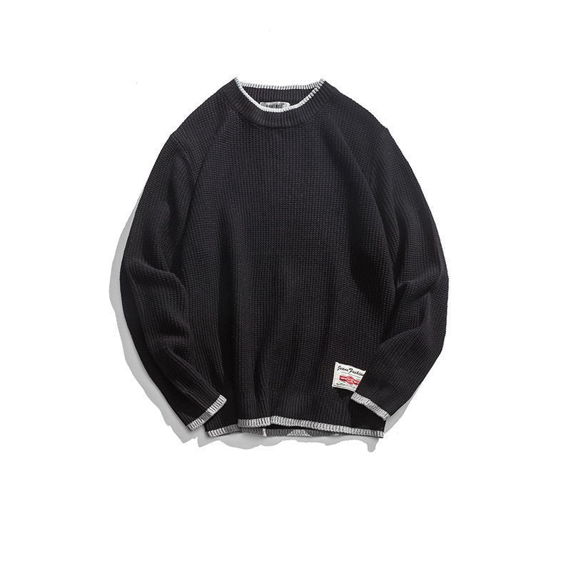 Men's Round Neck Thick Wool Knit Sweater Loose Fit