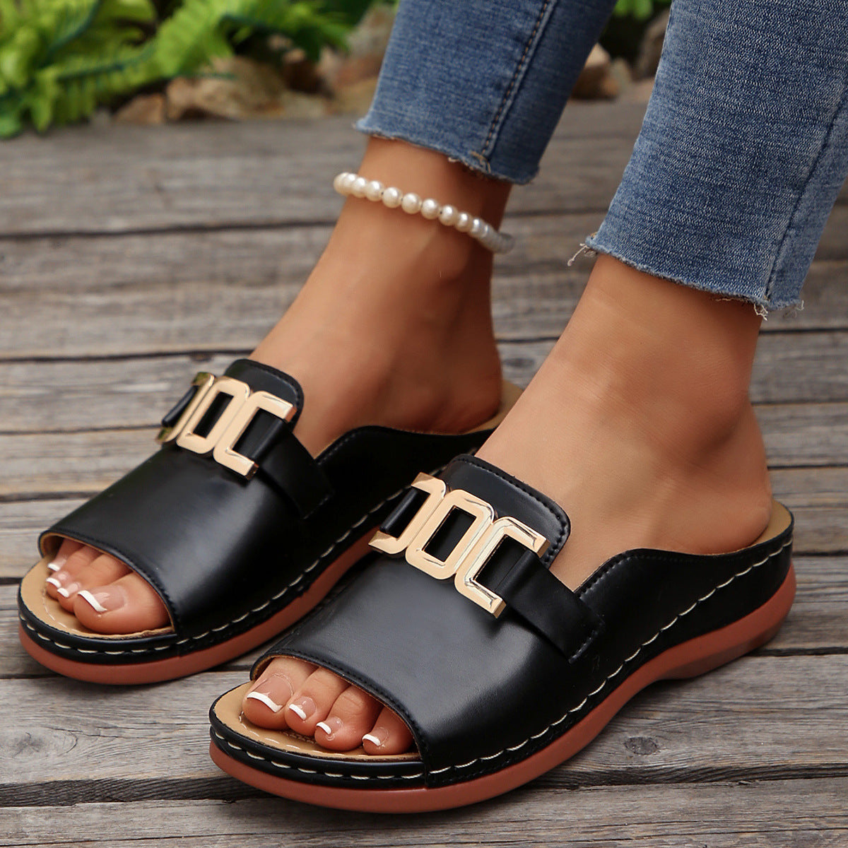 Platform Wedge Sandals with Chic Peep-Toe Design for Summer Wear