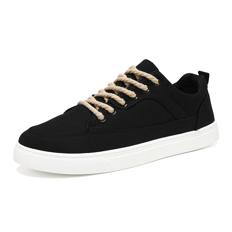 Men's Versatile Flat Youth Sneakers in Black and Brown