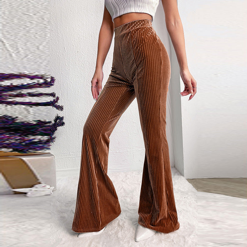 Women’s Corduroy High Waist Wide-Leg Casual Pants