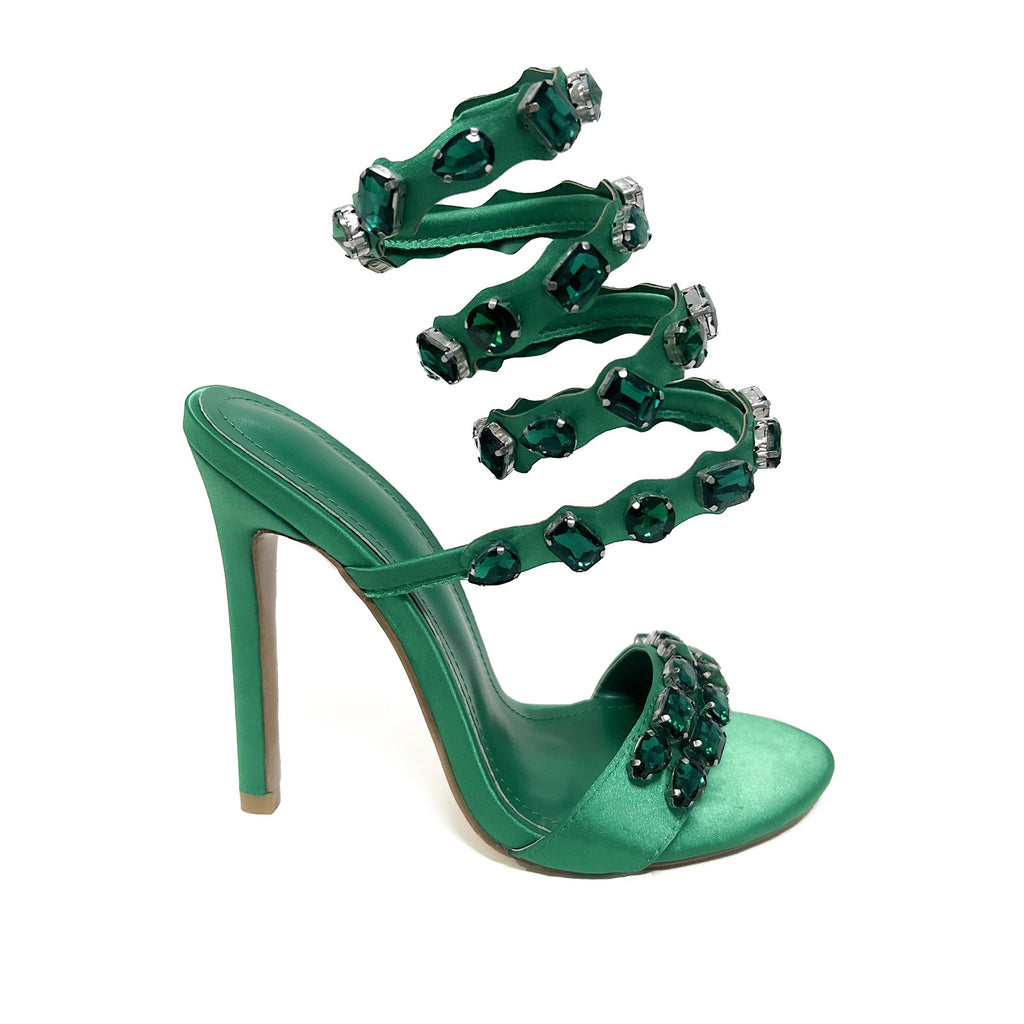 Sandales à talons aiguilles en satin noir et or avec strass, talon de 11 cm, bout carré, boucle d'été