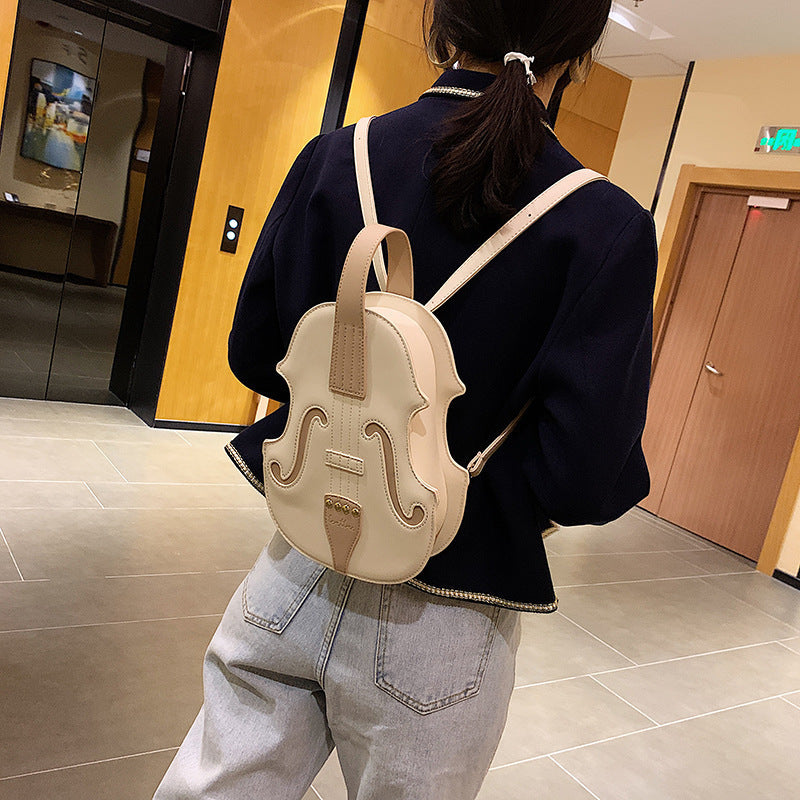Ladies Retro Violin Box Backpack with Zipper 20x28x6cm