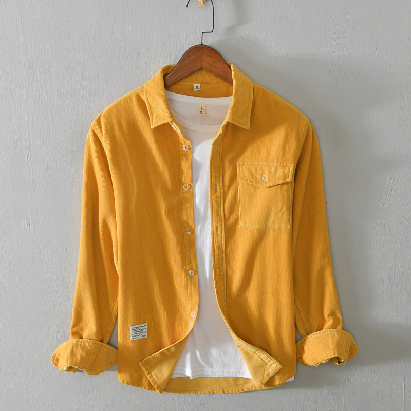 Autumn Men's Casual Loose Lapel Long Sleeves Cotton Shirt