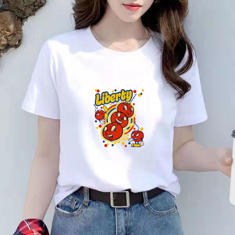 T-shirt blanc en coton à manches courtes coupe ample pour femme