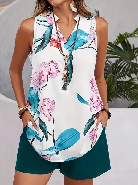 Women's Casual Sleeveless Two-Piece Set with Pockets
