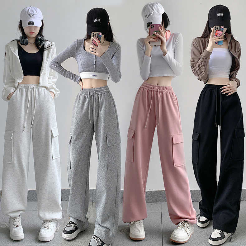 American Style Women's Casual Loose Tapered Drawstring Overalls