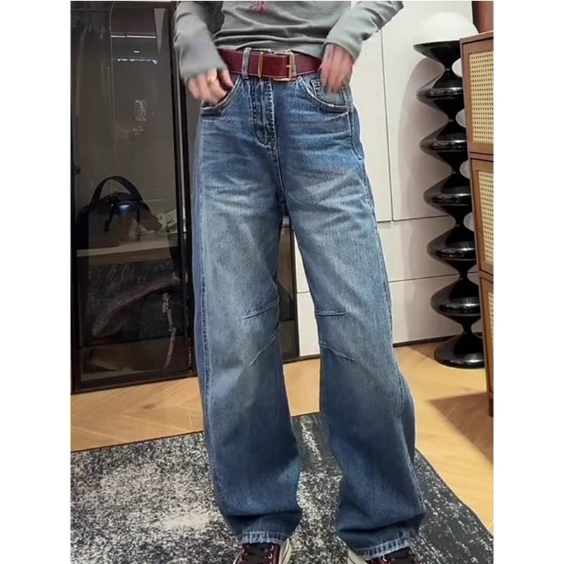 Machete Wide Leg Jeans for Women Spring Cotton S-4XL Black Blue