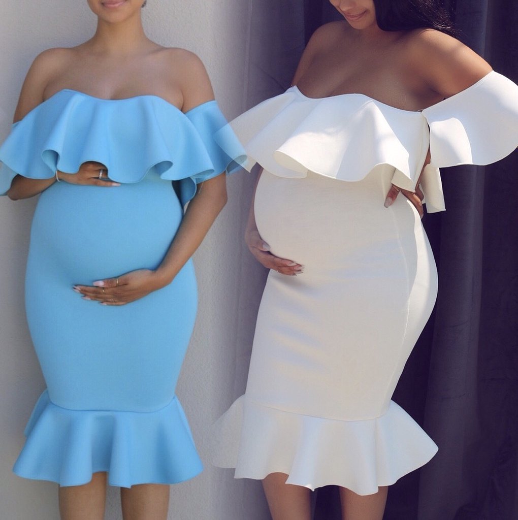 Women’s Elastic Ruffle Maternity Dress