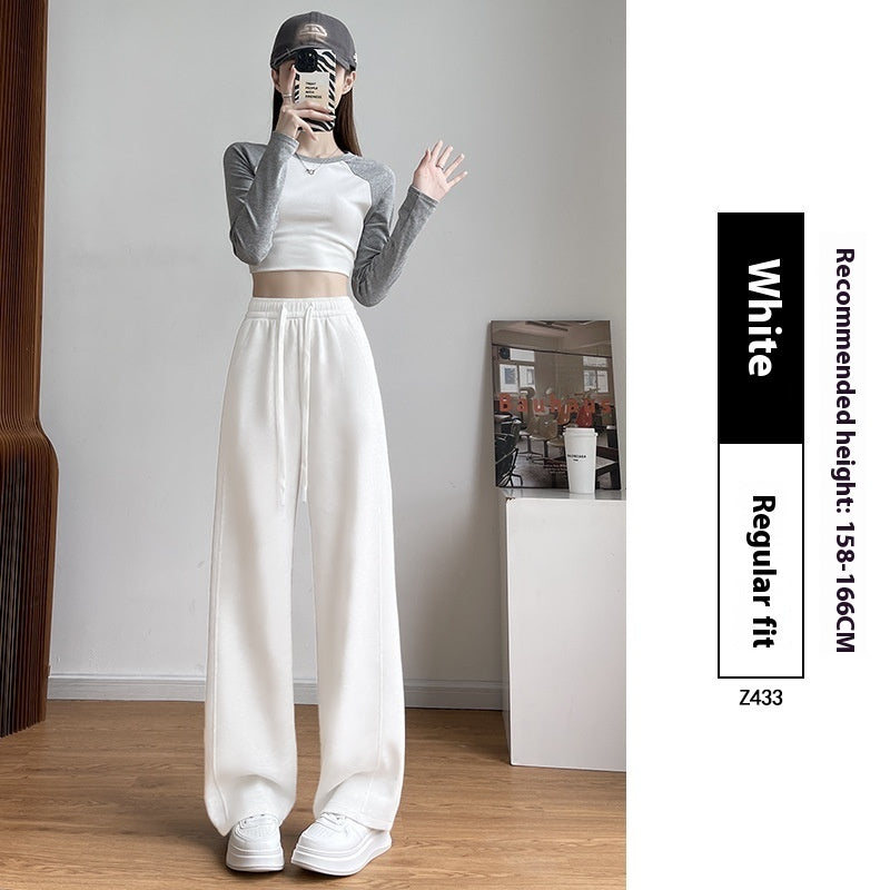 Pantalon d'exercice en coton à taille haute et coupe droite