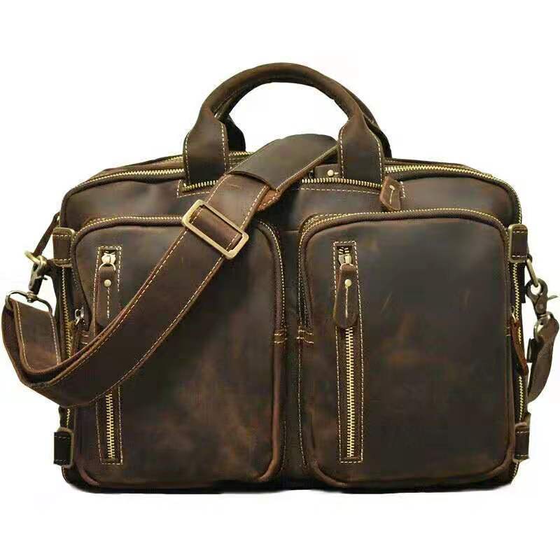 Sac Messenger Noir en Cuir Véritable pour Homme, à Bandoulière Unique