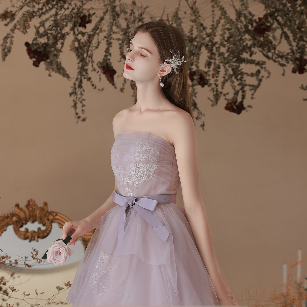 Robe longue bustier violette en polyester pour femme