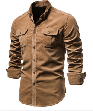 Men's Blue Linen Long Sleeve College Shirt