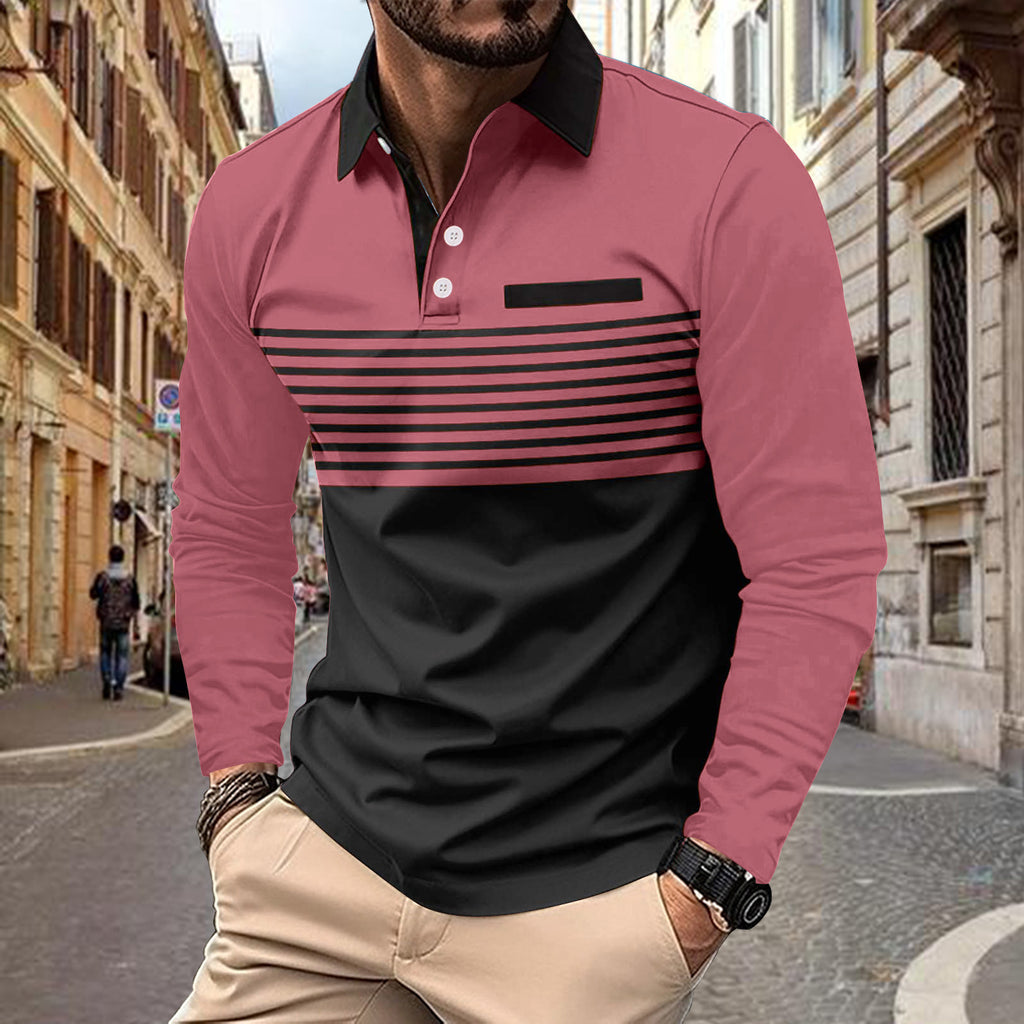 Men's Sports Polo Shirt with Pocket - Solid Colors, Cotton Blend
