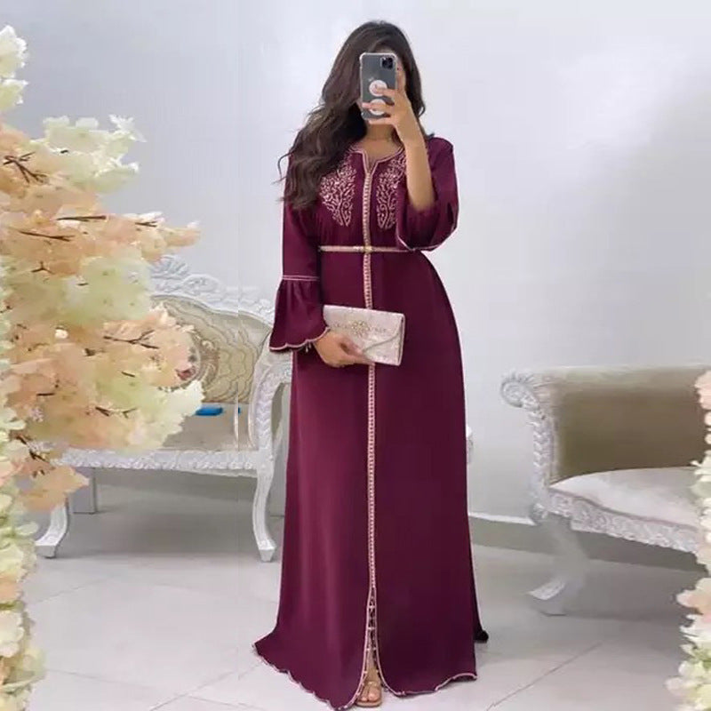 Middle East Women's Pearl Robe Dress in White, Red, Black, Blue - Sizes S-XXL