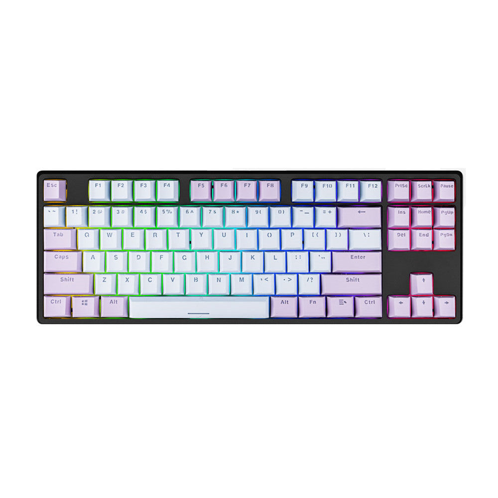 لوحة مفاتيح ميكانيكية 87 مفتاحًا من Chief Player Lang MK8 بإضاءة خلفية RGB سلكية بمنفذ USB-C وعمود أخضر