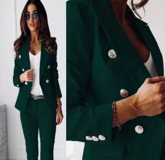 Women's Office Business Set Polyester Coat and Pants