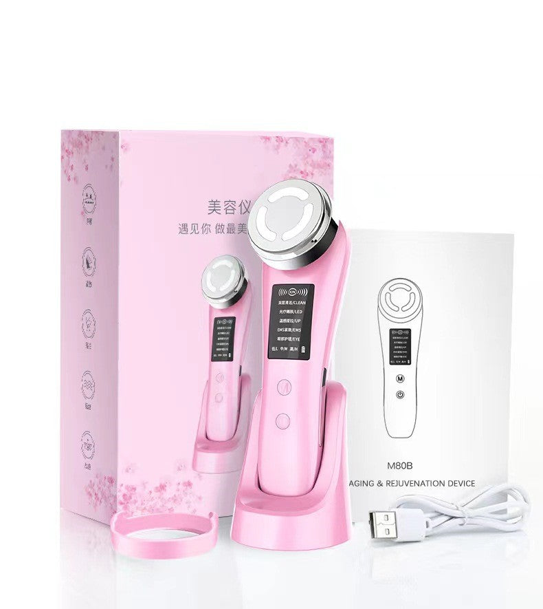 Appareil de beauté domestique à lumière colorée, massage facial par micro-courant, nettoyage
