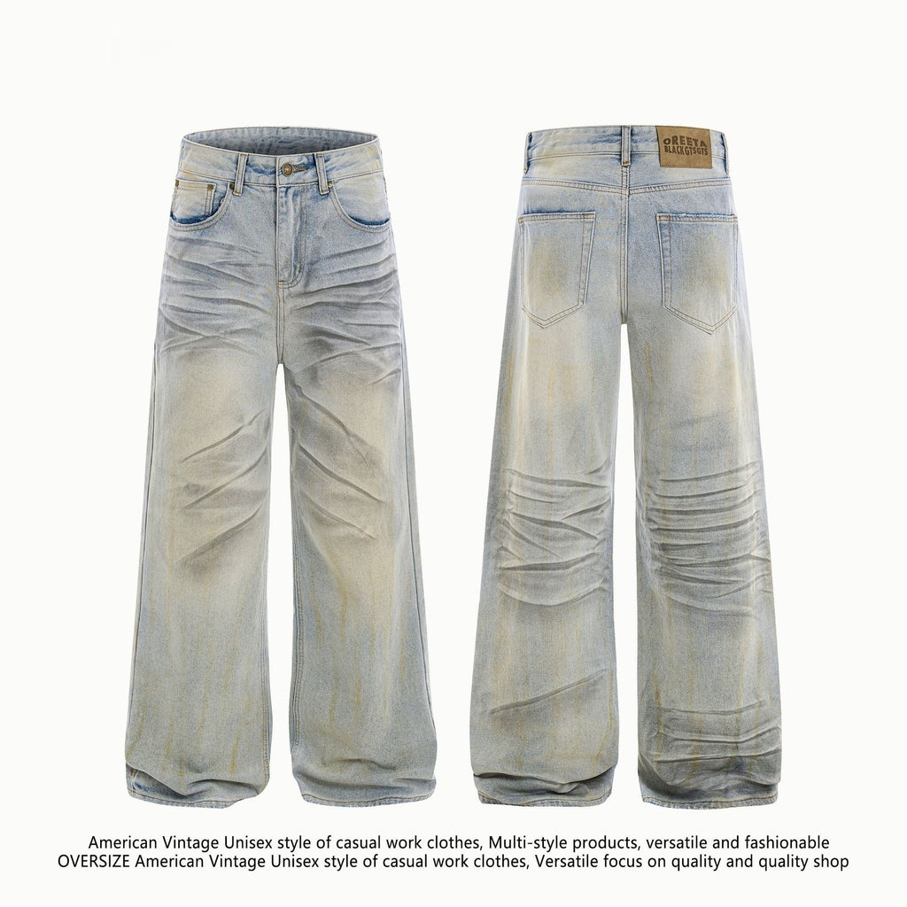 American High Street Blue Splash Ink Worn Jeans