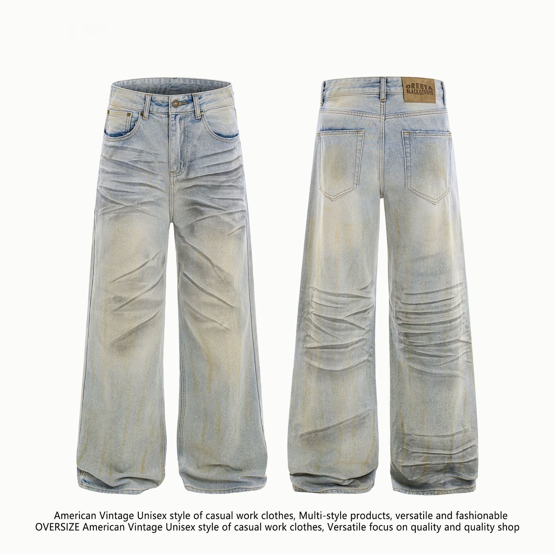 American High Street Blue Splash Ink Worn Jeans