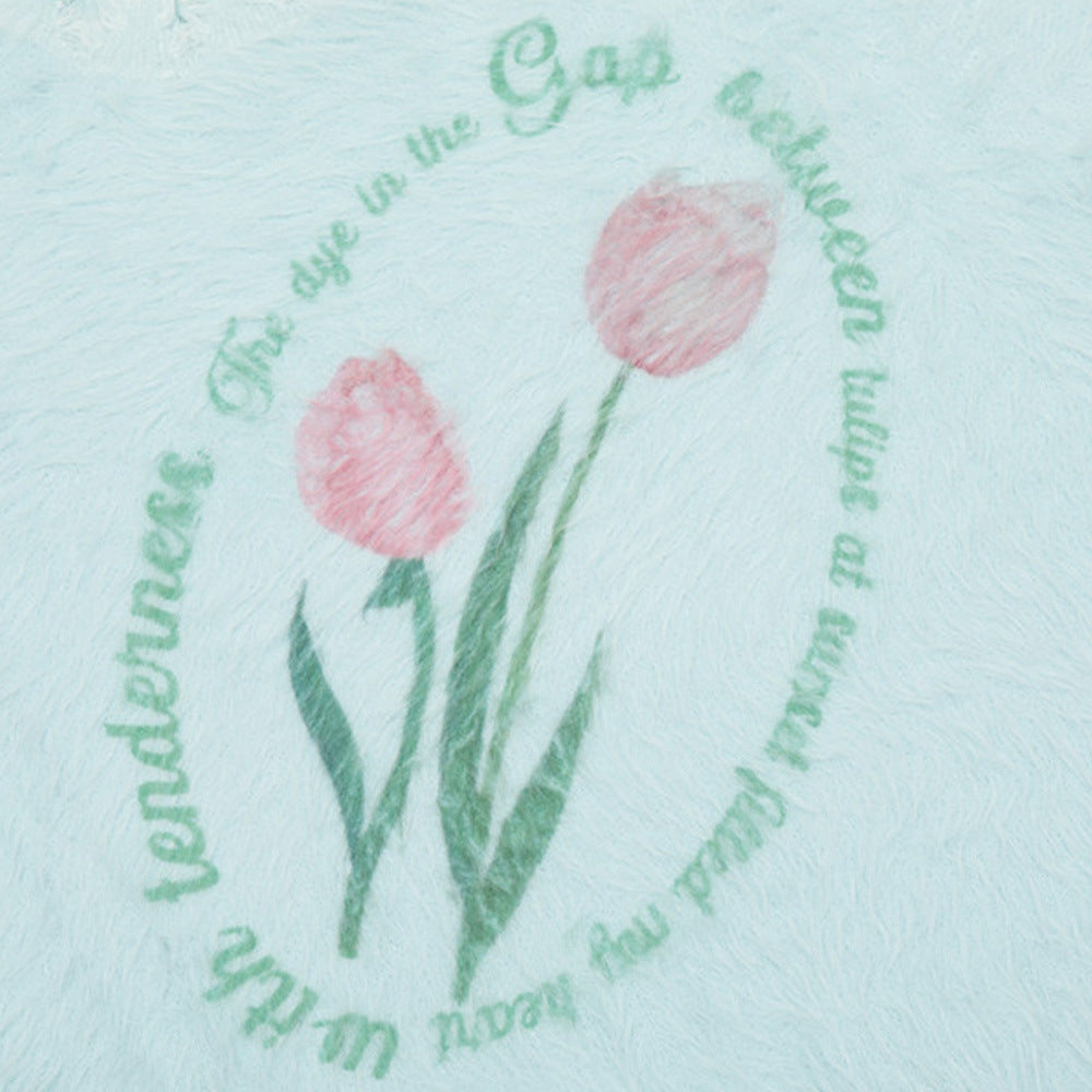 Flower Print Loose Sweater Bottoming Men