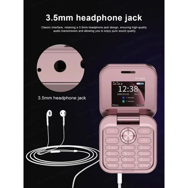 Téléphone portable 2G à écran pliable double SIM double veille, petit téléphone à clapet