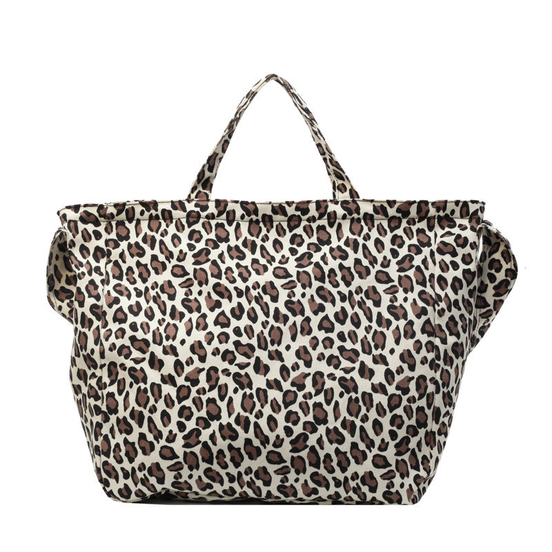 Leopard Print Canvas Commuter Crossbody Bag for Women