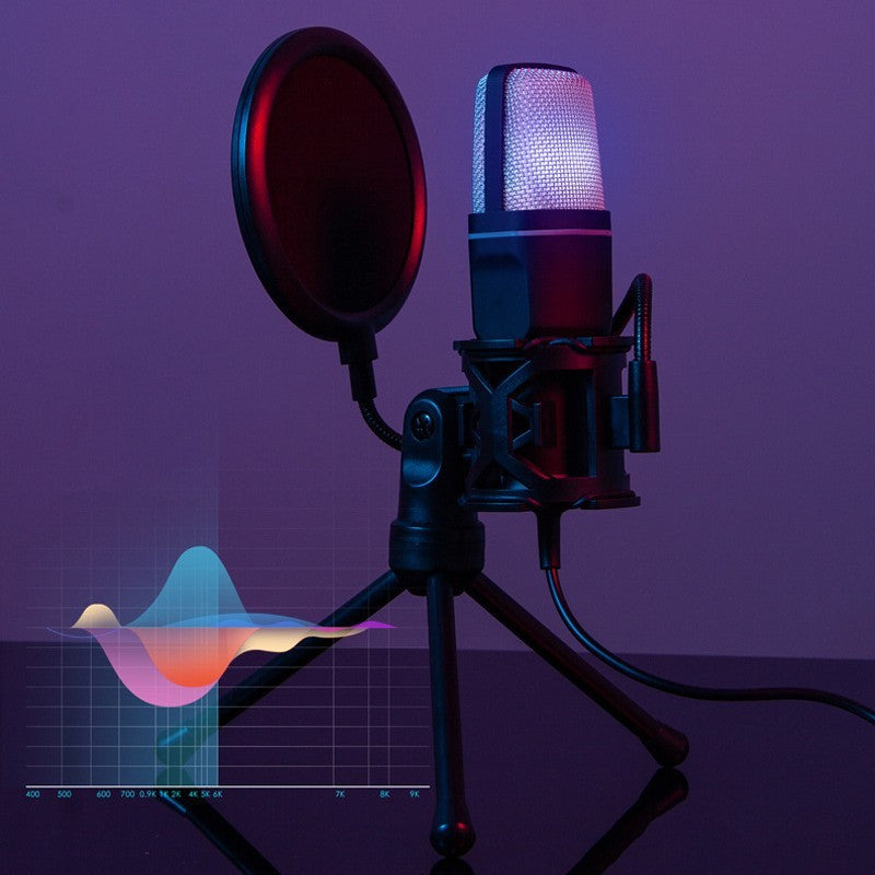 ميكروفون مكتبي للألعاب الإلكترونية احترافي (Esports Gaming) بتقنية (DSP) لإزالة الضوضاء، ويدعم كامل ألوان (RGB) ويوفر صوتاً واضحاً