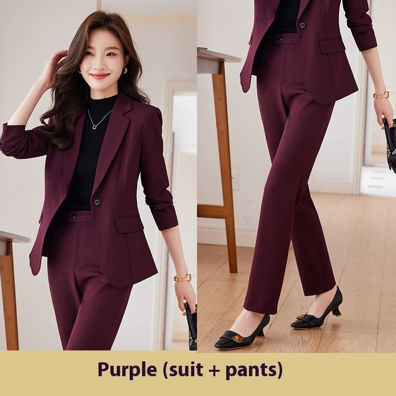 Red Blazer Suit for Women Fall Winter Fashion Temperament Goddess Style