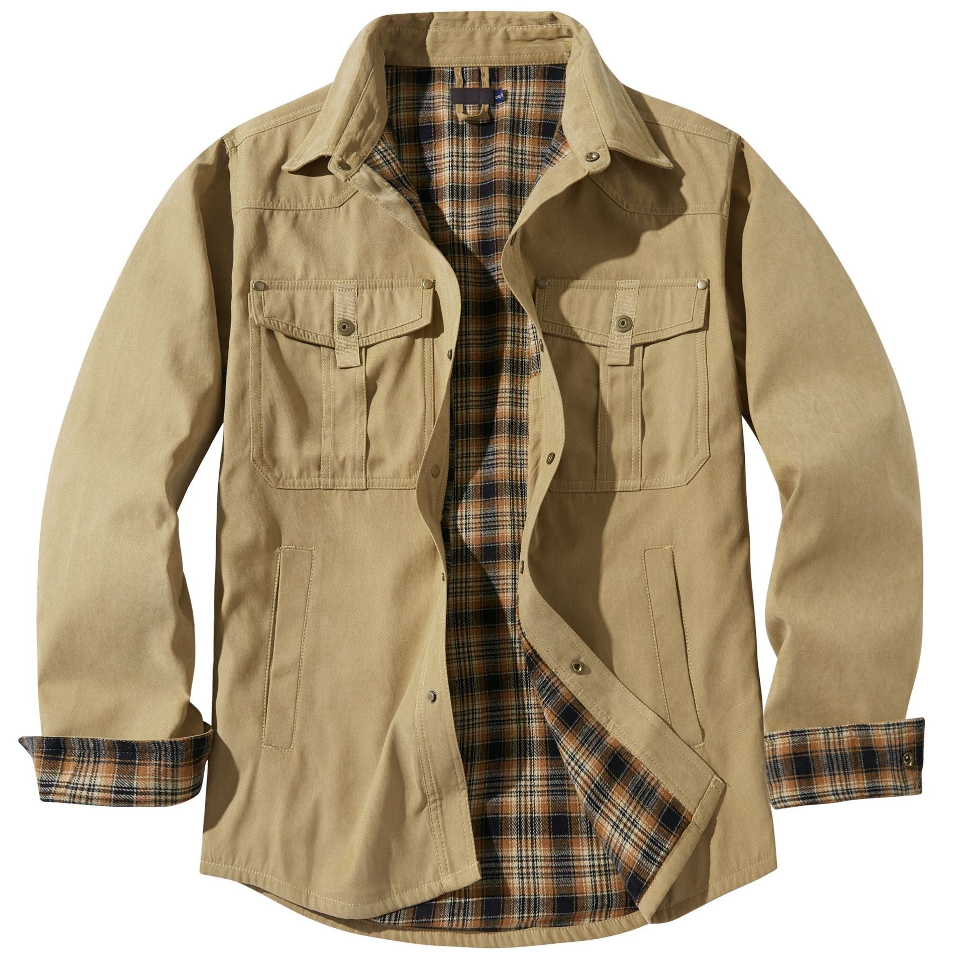 Retro Plaid Flannel Lapel Casual Western Jacket