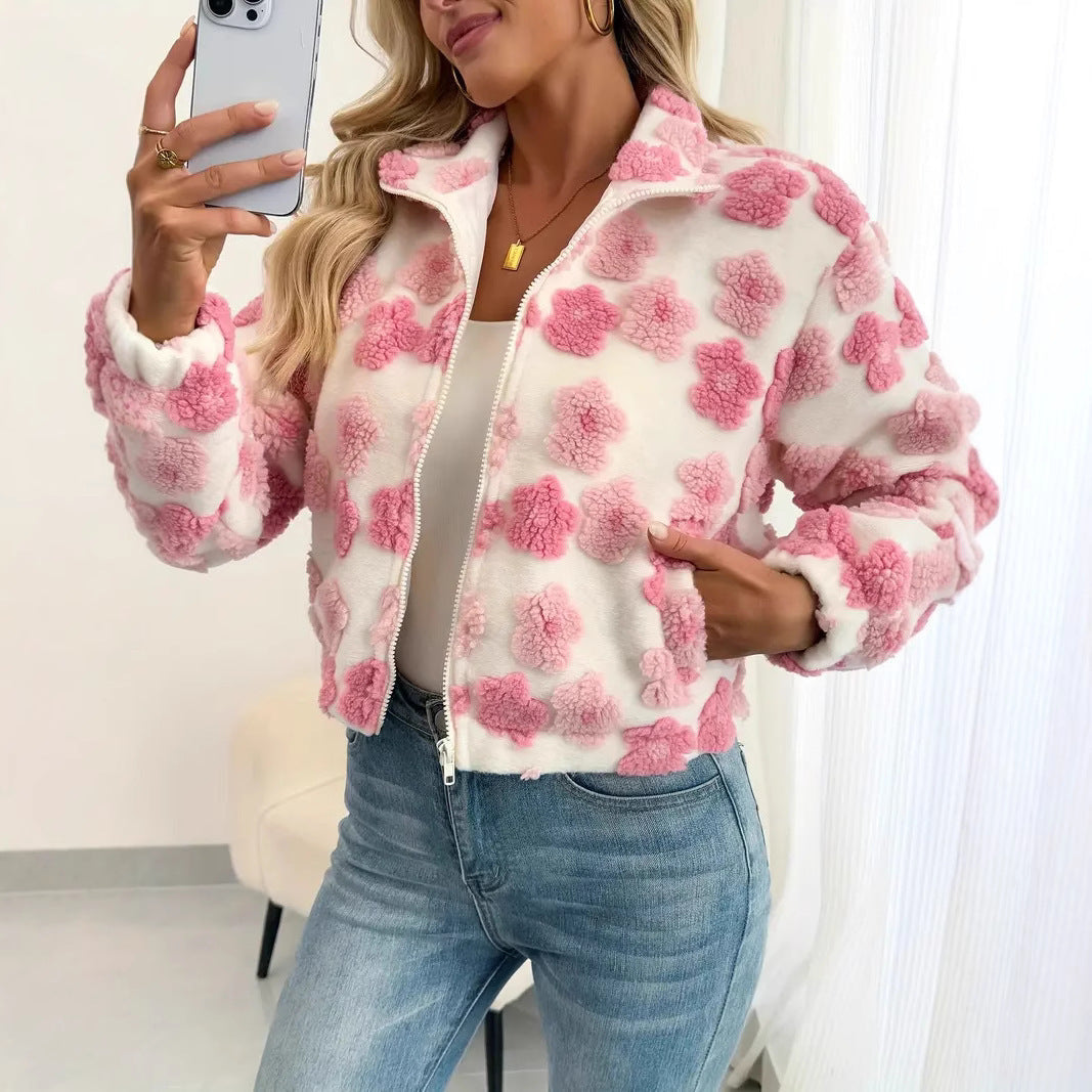 Manteau européen et américain 3D à petites fleurs