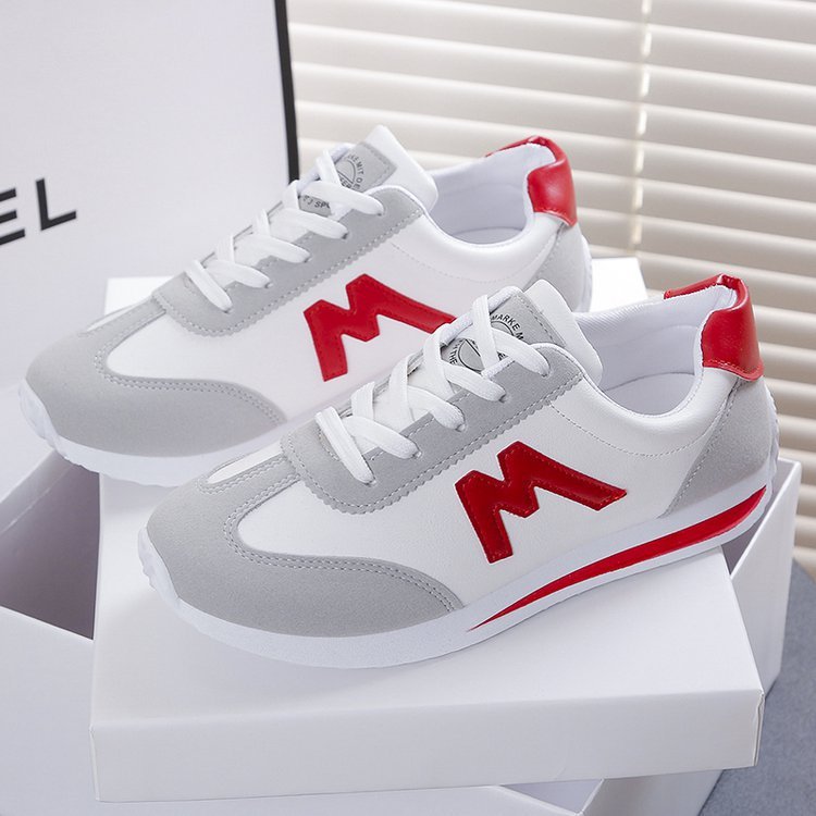 Women's Casual Leather Running Shoes Low Top Flat Heel