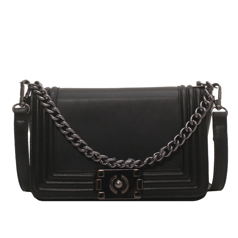Contrast Color Small Square PU Crossbody Bag for Women 20.5x12.5x9cm